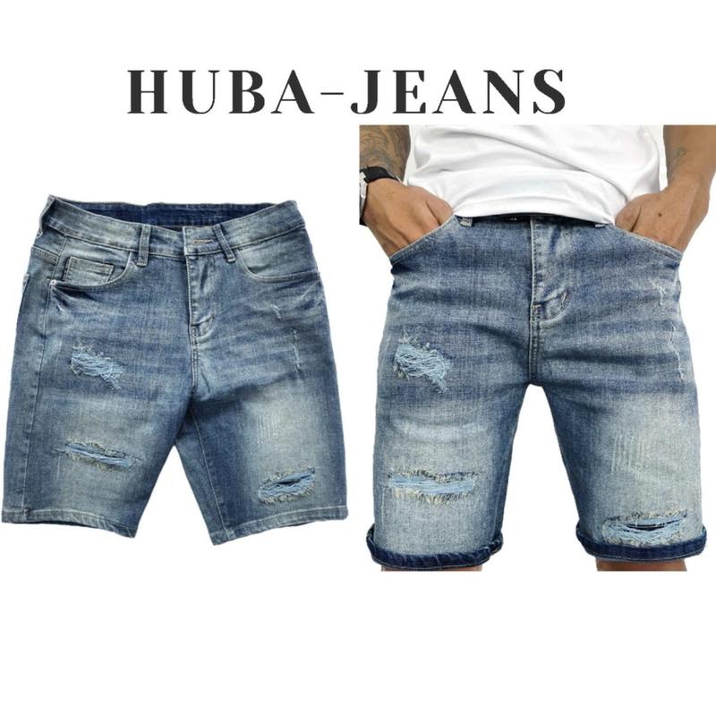 Quần short jeans nam wash rách vá - Quần jean nam form slimfit cao cấp Menswear Pants Có Túi Denim