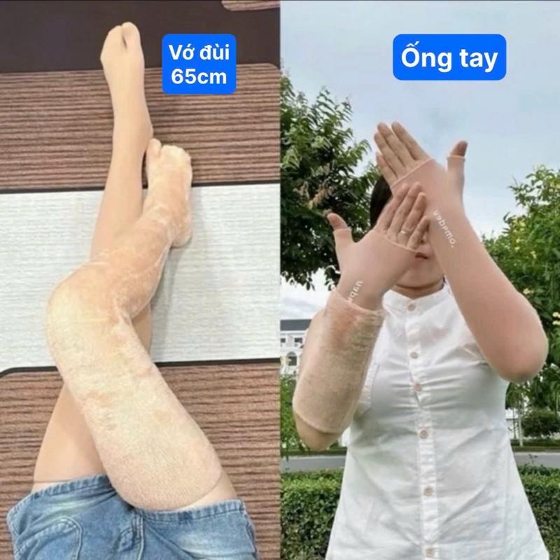 Combo Vớ đùi lông Nhung dài 65cm + ống tay lông nhung (KÈM QUÀ) - Chất lông nhung dày chống nắng ủ kem và có độ co giãn mạnh - Ong, Nữ
