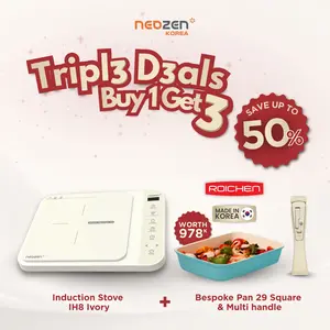 Buy1 Get3 - Neozen Induksi IH8 / Lunch Box / Garment Steam / Wafel Sandwich / Mini Vacuum & Roichen Bespoke Square Pan 29cm + Handle