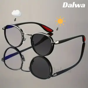 【Bening Tanpa Kabur】Dalwa Kacamata Anti Radiasi Fotokromik Unisex Dalwa Lensa Bulat 3-in-1 Anti Sinar Biru UV400 Pelindung Layar Anti-Kelelahan Anti-Stres