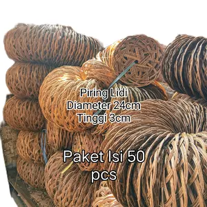 Piring Lidi 24cm Tinggi 3cm Isi 50 Pcs Natural Dan Pernis Cod - Kitchenware Kaca