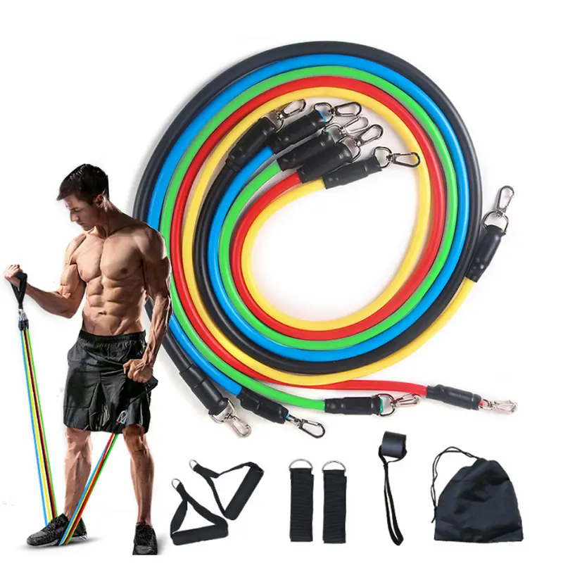 Bộ Dây Kháng Lực Tập Thể Dục, 11 Món, Tập Luyện Bài Tập Thông Dụng Tại Nhà, Dây Co Giãn, Thắt Lưng Kháng Lực 0