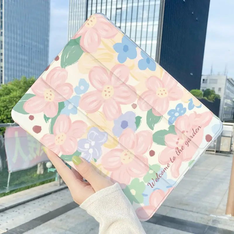 Ốp Bảo Vệ, Dành Cho Ipad9 / 2020 Và Ipadpro, Thiết Kế Hoa Mùa Xuân Và Mùa Hè, Pro11 Gấp Ba Lần, Tương Thích Với Thế Hệ 8 / 10, Bao Gồm Tất Cả, Thích Hợp Cho Air5 / 4, Có Khe Cắm Bút 5