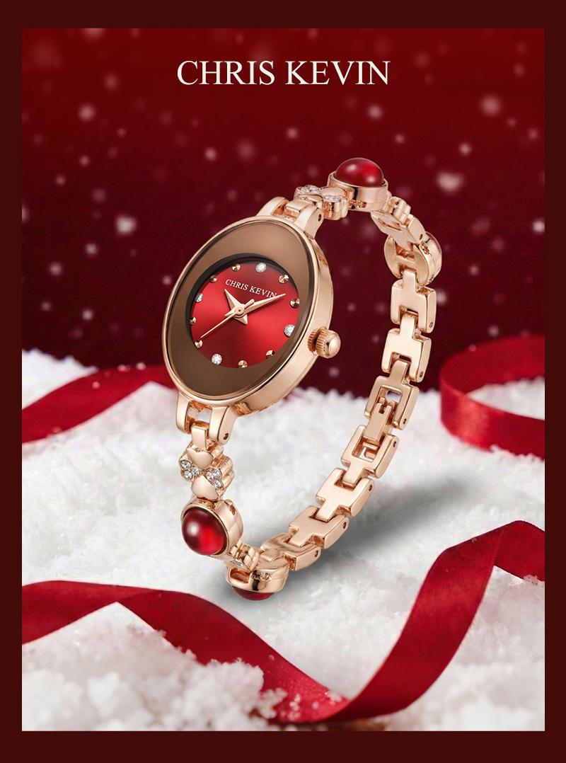 CHRIS KEVIN[COD]jam tangan wanita bergaya klasik retro, elegan, mewah ringan, tahan air, dengan desain perhiasan yang anggun