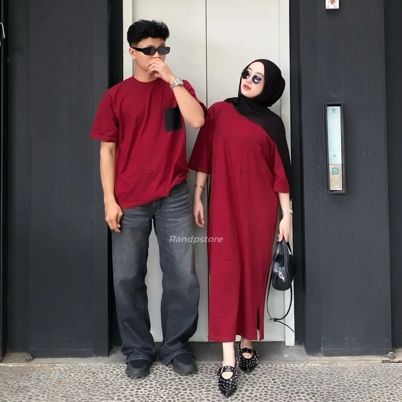 Baju Couple Pasangan T-Shirt Pocket | Bisa Beli SATUAN Basic Combed Oversize Dress Lembut Kaos Tee Tunik Tangan Katun Polos Kain Atasan 5
