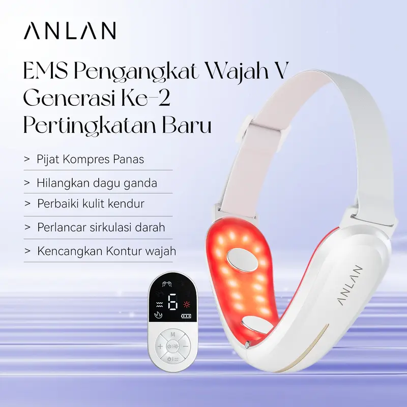 ANLAN Alat Pijat Terapi Pelangsing Wajah Bentuk V Ems Alat Kecantikan Dagu Alat Pijat untuk Mengencangkan Wajah 0