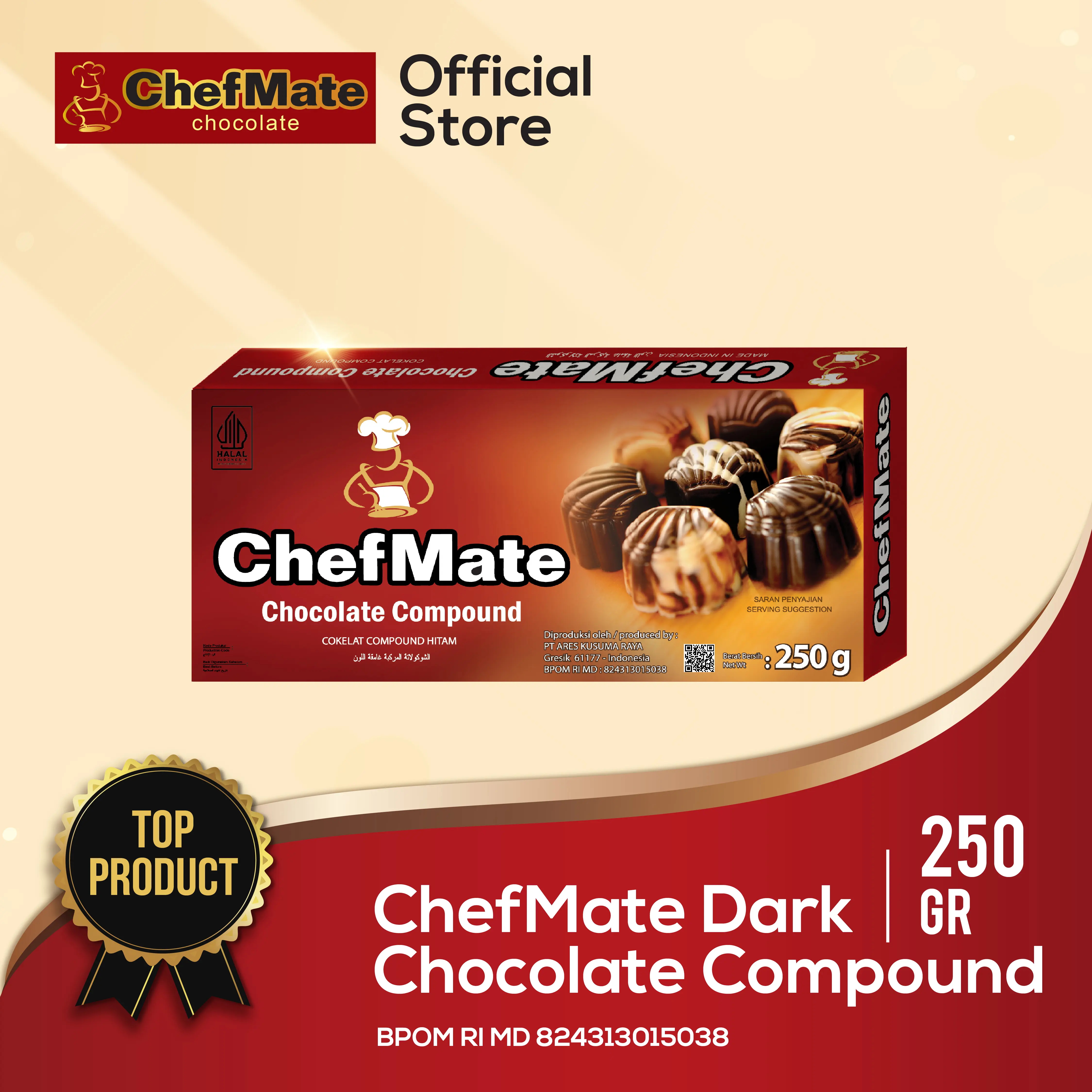 250 GR - CHEFMATE BLOK DARK - CHOCOLATE COMPOUND