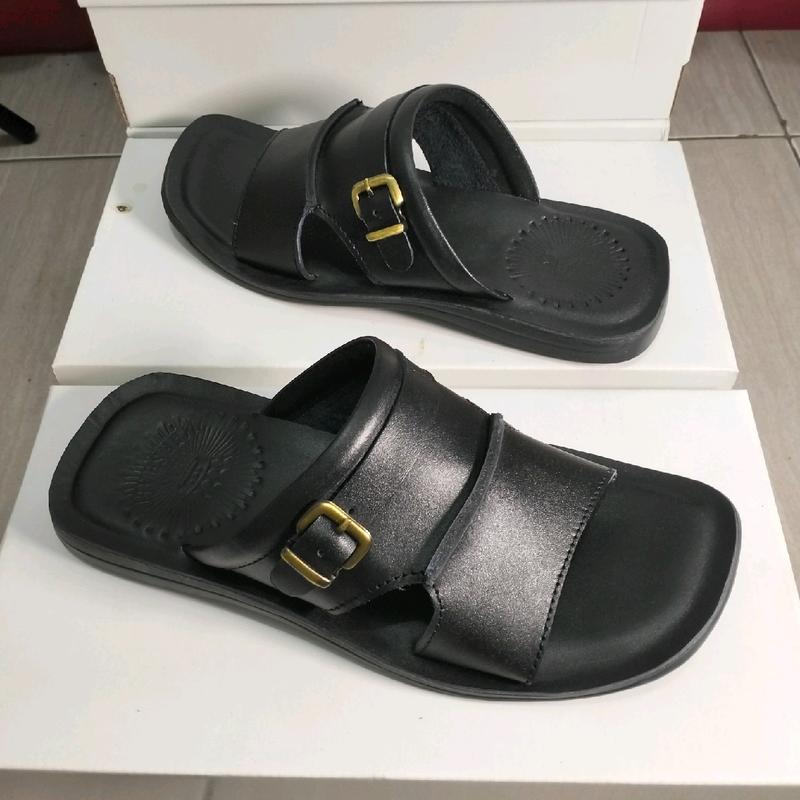 SANDAL KULIT PRIA - KULIT SAPI ASLI 100% - JEAS MARSHALL 04 HITAM ( PRODUKSI SENDIRI ) 1