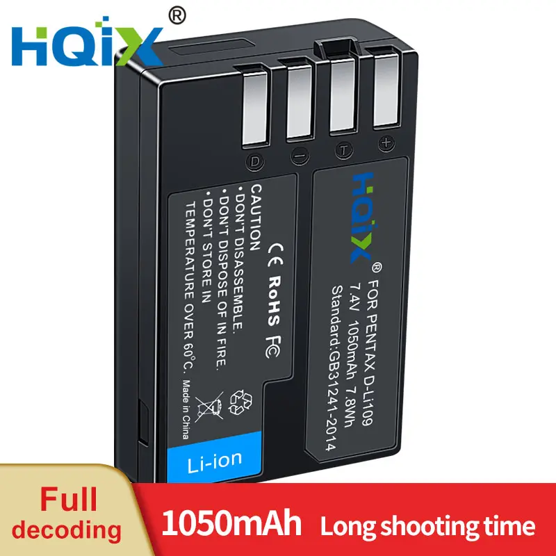 HQIX cho Pentax K-F 50 70 500 S1 S2 30 R KR máy ảnh D-LI109 sạc pin