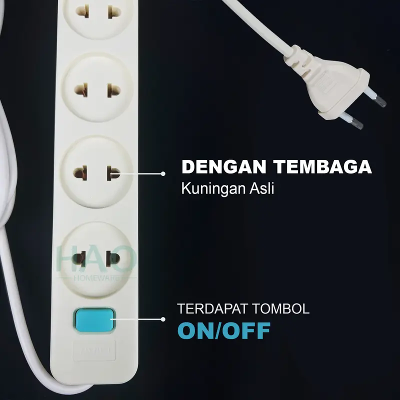 [HAO] Stop Kontak Kabel 2/3/4/5 Lubang&1.5/3M/STOP KONTAK GEPENG SNI/CAHAYA SC-752/3/4/5 Saklar 3