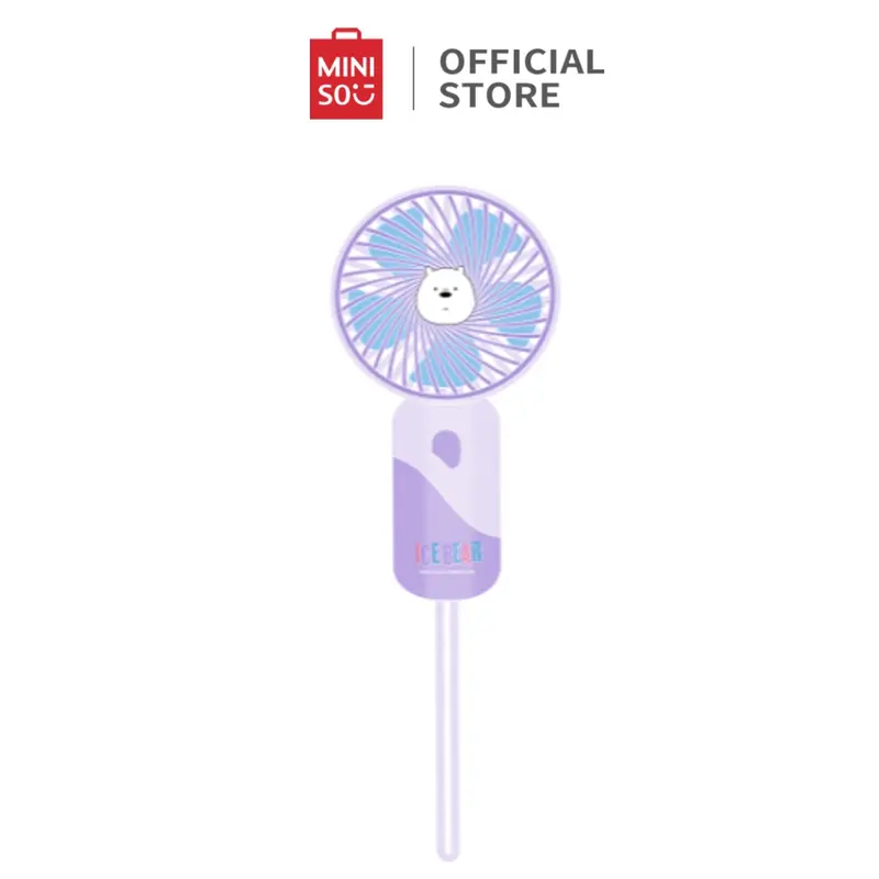 Miniso x We Bare Bears Kipas Tangan Festival Musik Tepi Pantai Kipas Kecil Genggam Kipas Kecil Yang Lucu Ringan dan Mudah Dibawa 0