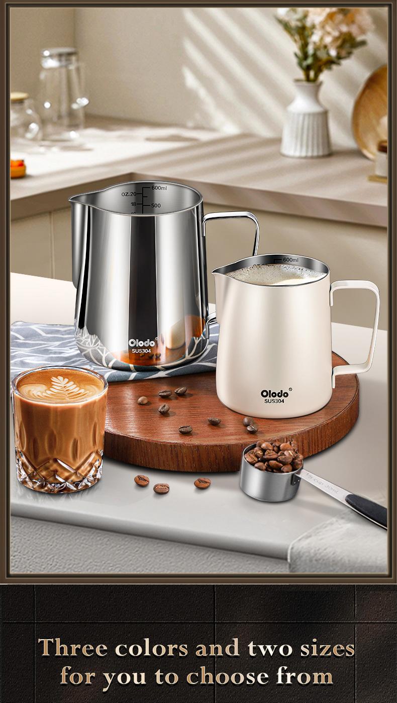 Product Introduction of Italian style stainless steel milk foam cup with handle and pointed mouth, milk tank, flower pot, professional coffee flower cup Tea 3