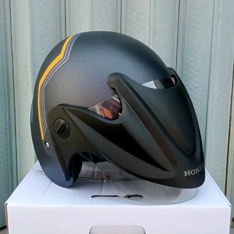 helm honda half face Blue V2 originall ahm 3