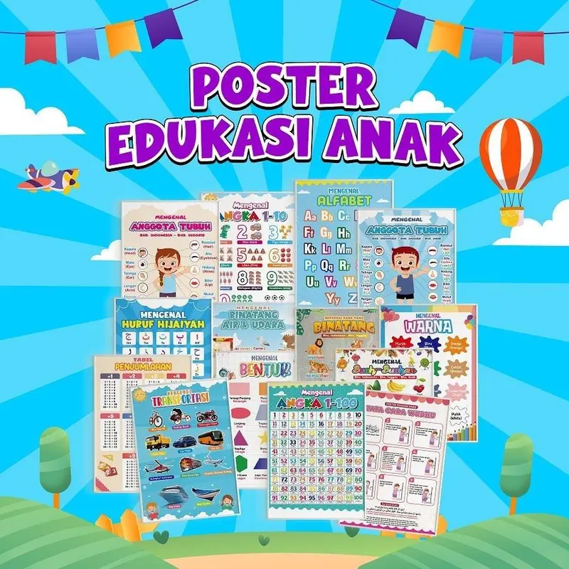 Poster Edukasi Anak Wipe Clean Best Seller 0
