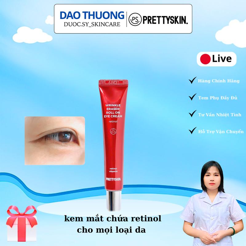 PS.Prettyskin. Kem Dưỡng Mắt chứa retinol bọc Wrinkle Eraser Roll On Eye Cream Retinol (tuýp 30ml) Skincare Kem mắt Chăm Sóc Da dưỡng mắt