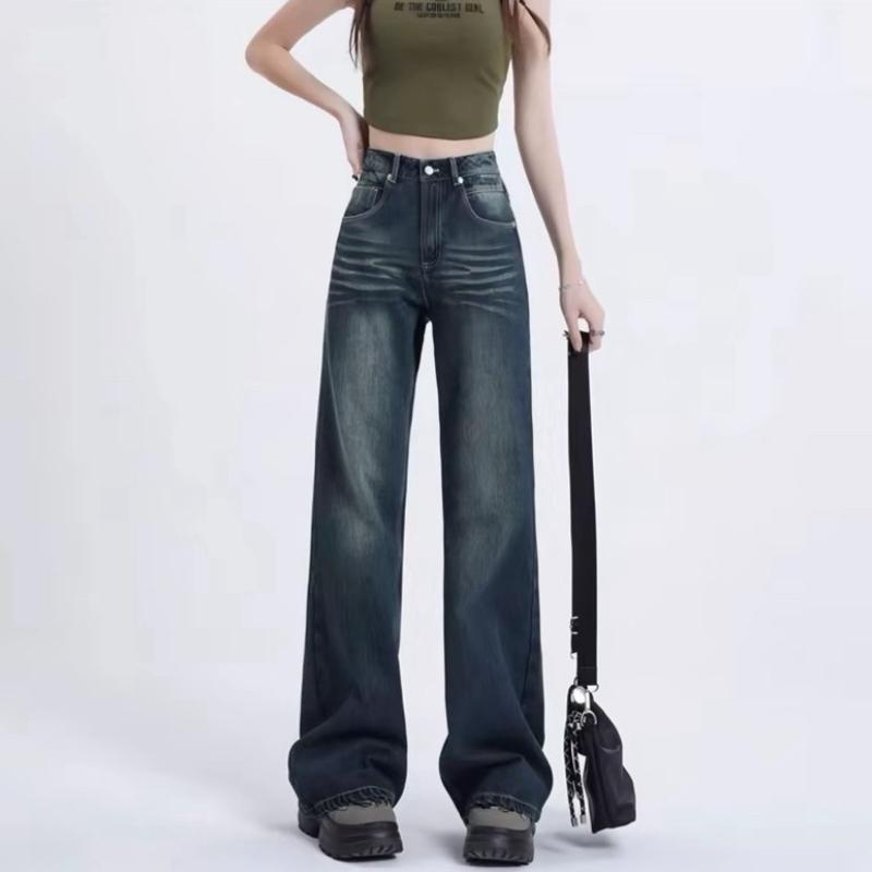 ￼COD amode Abu abu Retro High Waist New Celana Jeans Panjang Wanita 4
