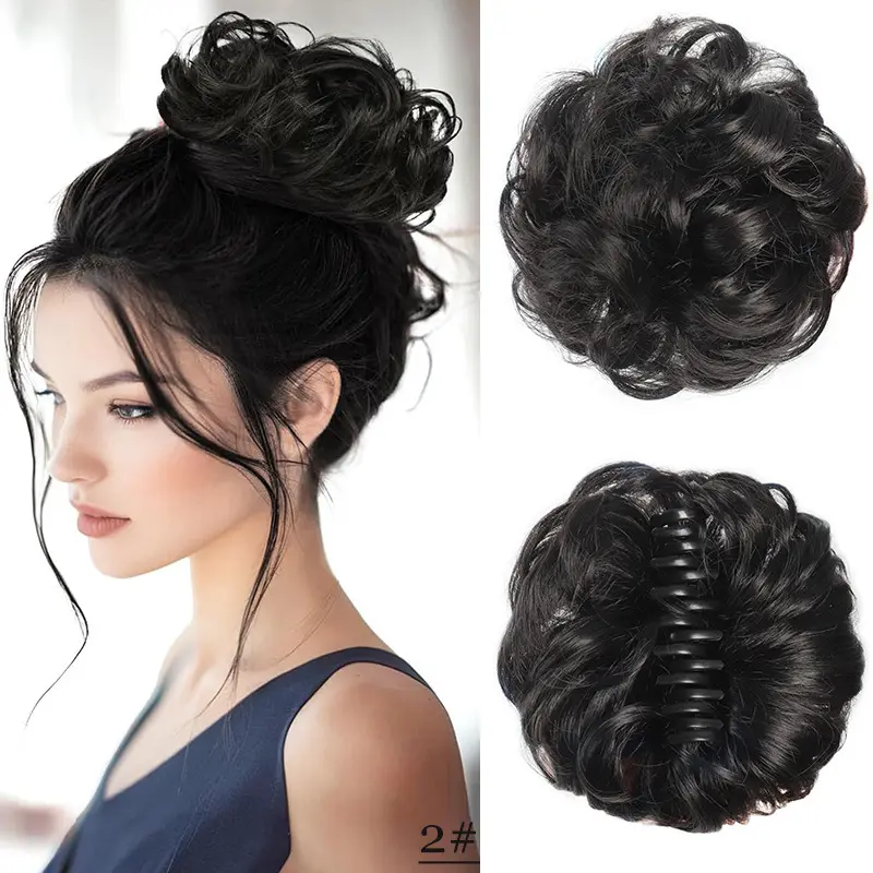 Cincin rambut keriting kuncup bunga rambut pendek rambut kurang mengembang wig bola malas simulasi rambut sanggul belakang kepala karet gelang cincin wig 4