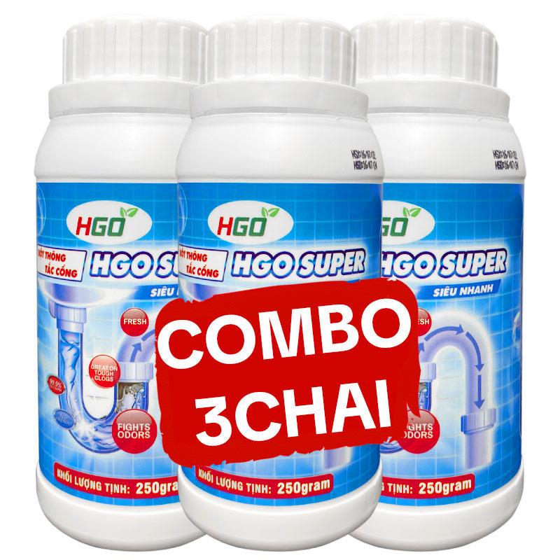   COMBO 3  Bột Thông Cống Cực Mạnh HGO SUPER Thông Tắc Bồn Cầu Bồn Rửa Bát Đường Ống Nhanh Chóng Hiệu Quả 
