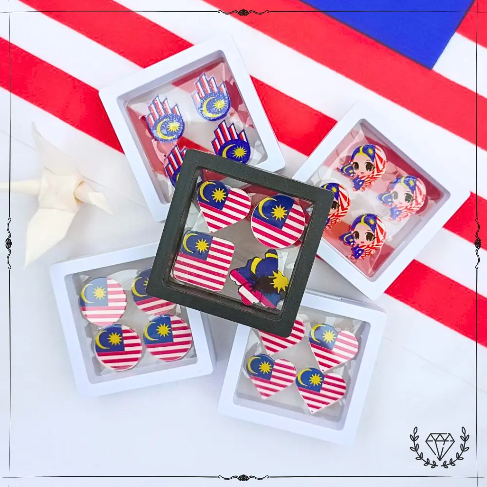 Baby Brooch Pin Tudung Bendera Malaysia Brooch Bunga Merdeka Kerongsang Tudung Baby Brooch Kecil MERDEKA