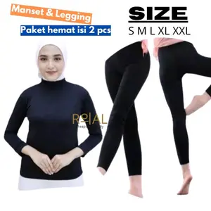 PAKET HEMAT ISI 2 PCS ,LEGGING+MANSET Lengging Panjang spandek Polos