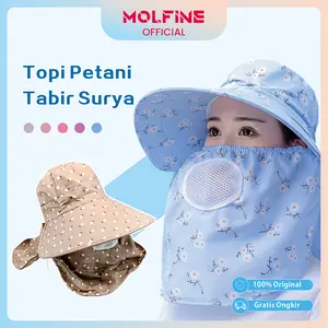 MOLFINE Topi Berkebun Topi Masker Topi Petani Topi Visor Lipat Wanita Lebar Topi Penutup Wajah Anti UV Topi Masker Penutup Wajah Outdoor Olahraga