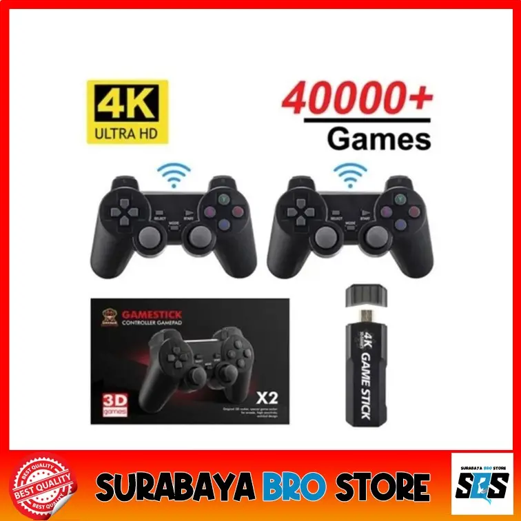 HDMI Dongle Game TV Stick X2 Gen 2 Controller Gamepad Wireless 4K Ultra HD 128GB 45000 Game 2 Player Home Console Retro Classic Video Games