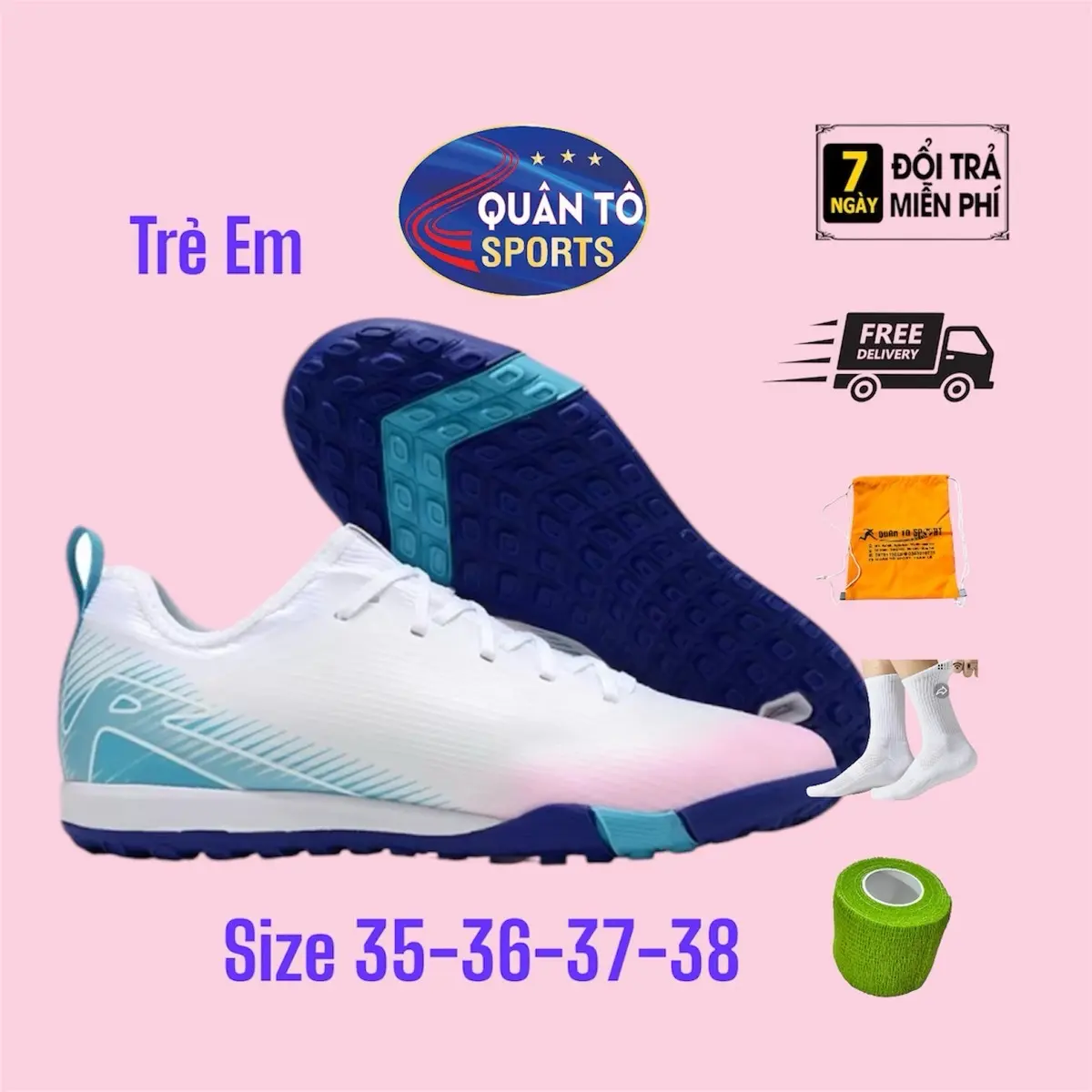 Giày bóng đá Va Pô 16 pro V2 cổ lửng   đế đệm, Quân Tô Sport, đinh TF bám sân, Up bơ vải dệt mềm mại các mầu sắc sân cỏ nhân tạo( kèm tất + túi + băng cuốn )