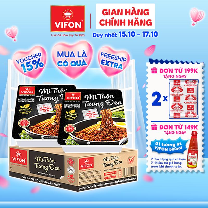 [VOUCHER HOT 15%] Thùng 18 khay Mì Trộn VIFON vị Tương Đen/ Bò Sa Tế / Hải Sản / Spaghetti / Pad Thái / Tôm Chua Cay Thái 90gr/khay Food