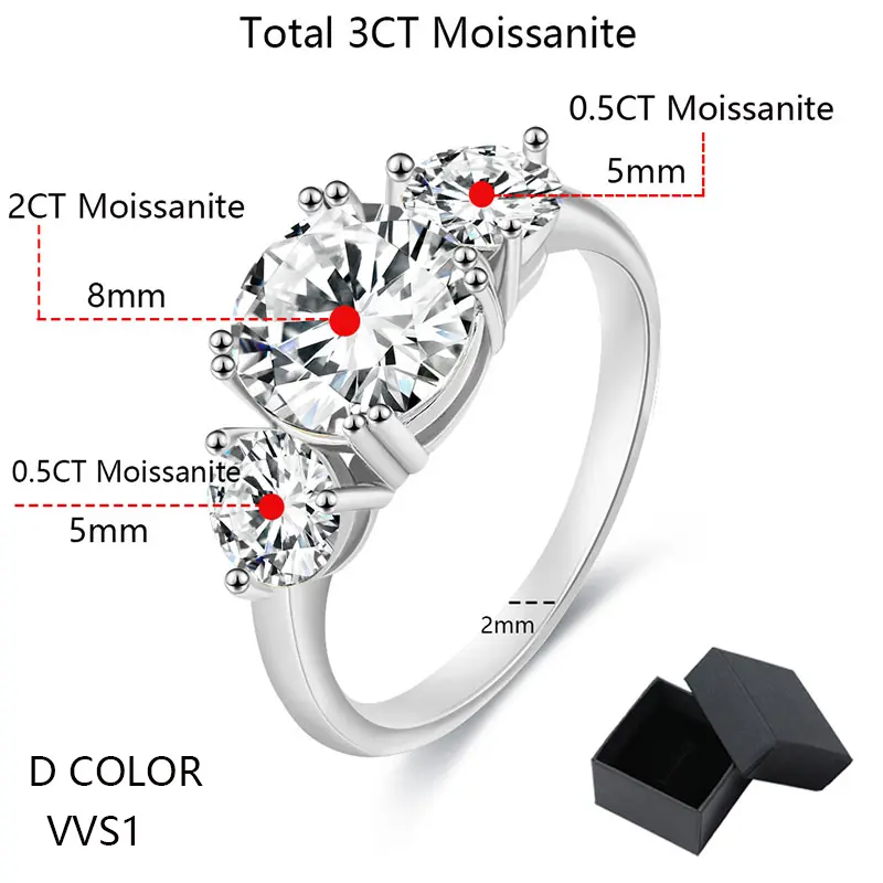 Smyoue 4ct 100% Moissanite Diamond Ring for Women 18K Yellow Gold Wedding Band Bridel Jewelry S925 Sterling Si er Wholesale