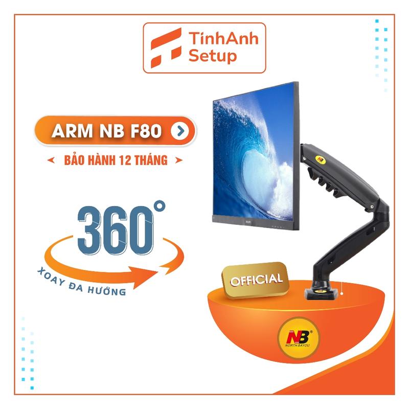 Arm màn hình máy tính TinhAnh Modern T98 và Giá treo màn hình NB F80 tải trọng 9kg xoay 360 độ