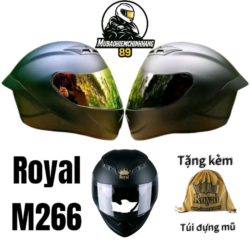  Mũ bảo hiểm Full face Royal M266 đen nhám 2 kính - Helmet mũbảohiểm haimặt 