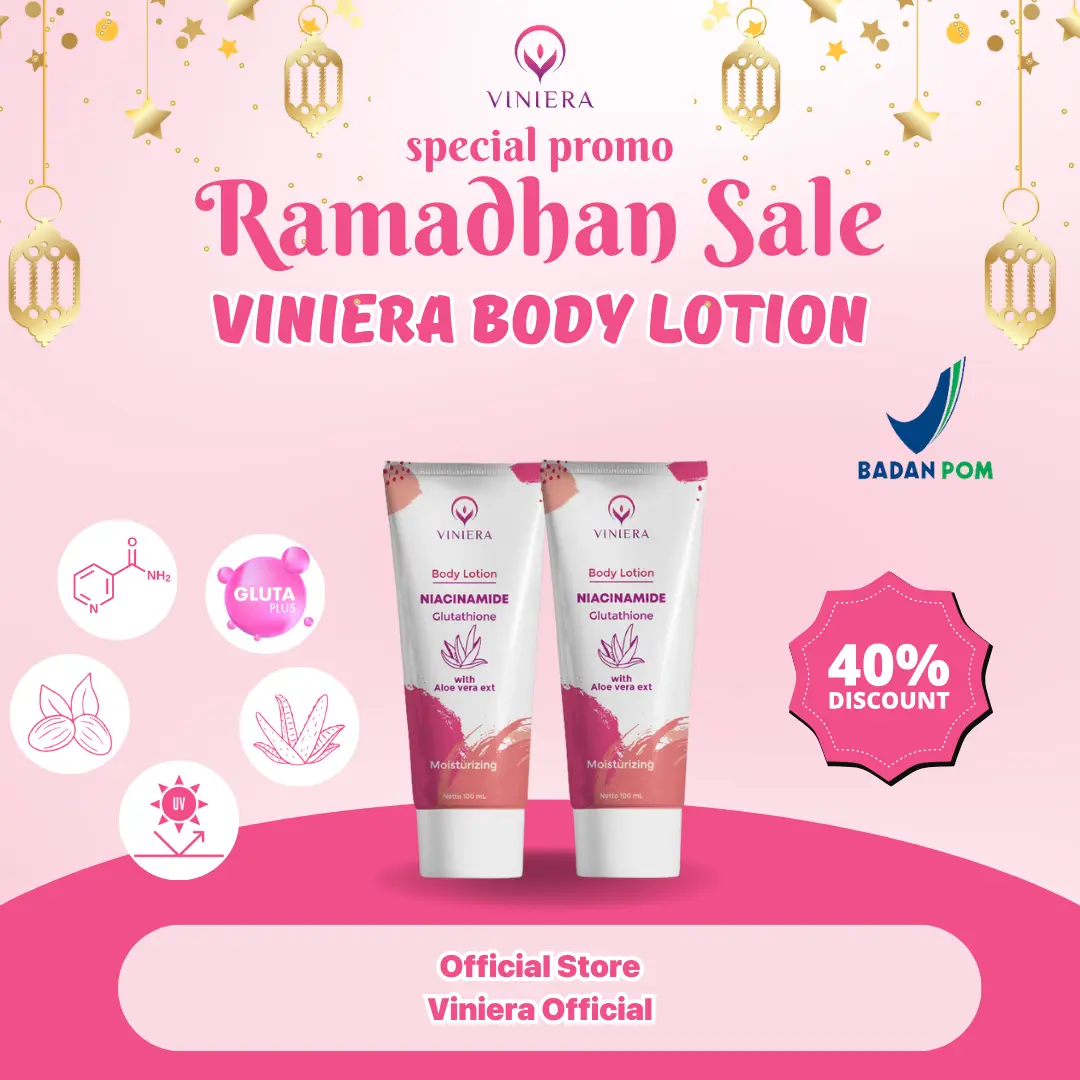 VINIERA Body Lotion with Niacinamide 2 pcs  LIVE melembutkan Memutihkan Pencerah Tubuh Hand Tangan Kaki badan