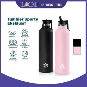 Tumbler Stainless Aesthetic Tumbler Tahan Panas Dingin 24 jam Botol Minum 1 Liter  Thermos Bottle SUS 316