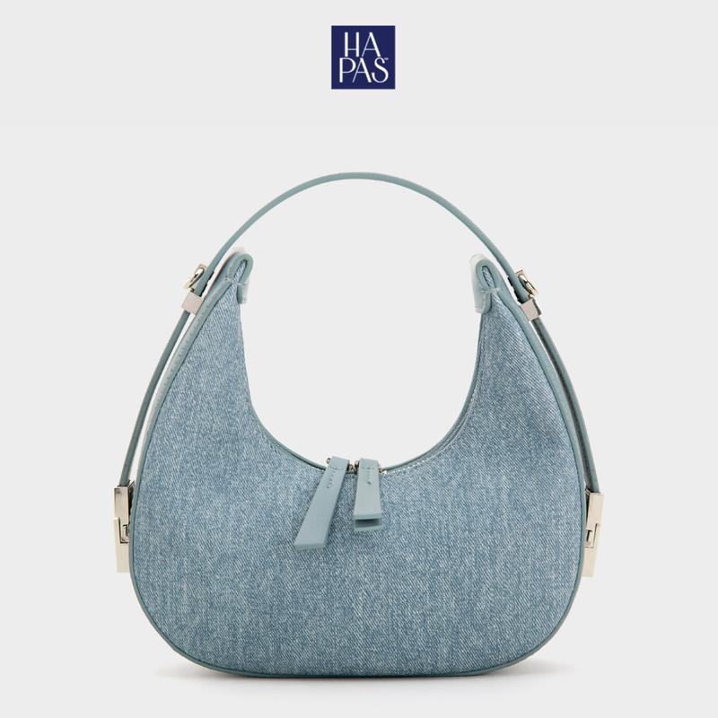 Túi Xách Nữ HAPAS Hobo Đáy Tròn Size 22 màu Jean - TDV221019 - Jean Bag Chain Lady Da Đeo Chéo  Đeo Vai Sang Trọng Chính Hãng