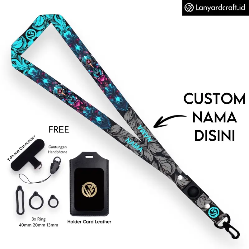 [SO-BH] Lanyard Craft Custom Nama Wolf Series Request Nama Satuan Gantungan Card Holder Tali Lanyard 2cm 0