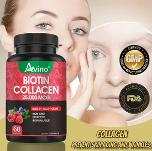 Avino Collagen Complex - Menjaga kesehatan pembuluh darah, membantu memperbaiki jaringan yang rusak, dan menjaga kecerahan kulit. Suplemen kolagen yang mengandung Vitamin C dan E | 60 kapsul