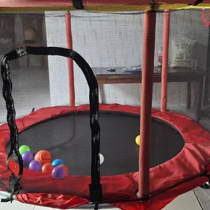 BEIGE Trampolin Anak Premium Diameter 140 cm Beban Maksimal 180kg dengan Pegas Drum & Jaring Samping Mainan Olahraga Outdoor/Indoor Aman Stabil untuk Anak 2–6 Tahun Playground Set Lengkap