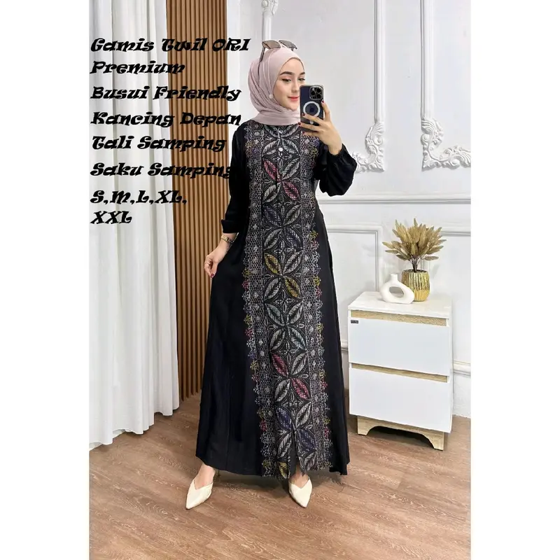 Gamis Twill Ori Cap Malaman Premium Full Kancing Busui Friendly Muslim Panjang 2