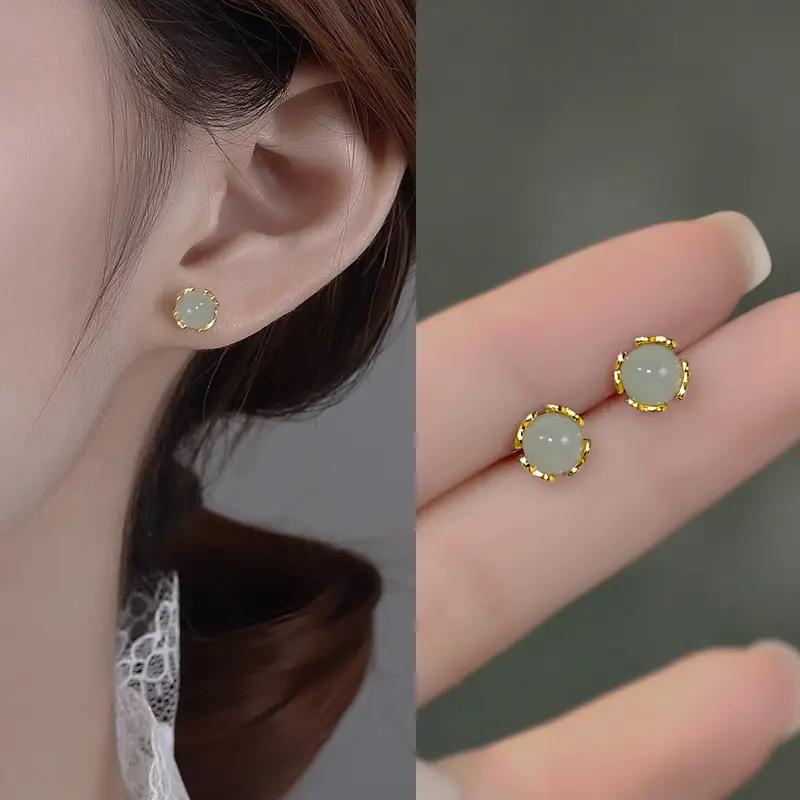 phong cách retro Trung Quốc con đinh giả nhỏ bông tai cho người phụ nữ tuyệt…