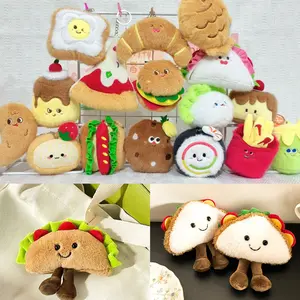 Gantungan Kunci Boneka Fast Food JellyCat Kirby Hamburger kentang goreng ayam goreng Plush Toys Cute Empuk