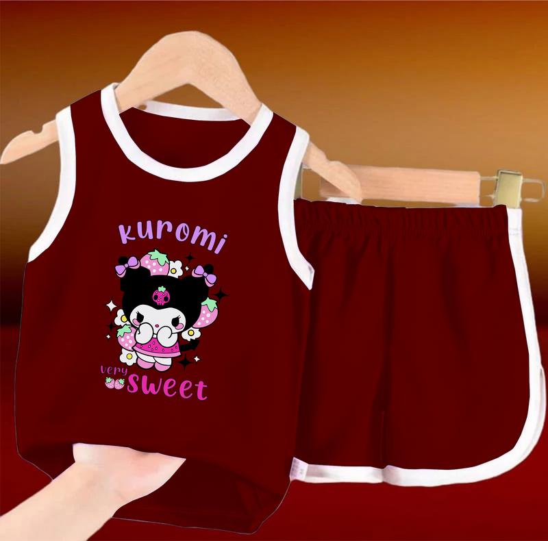 Luwi Kids Setelan Singlet Anak Motif Kuromi Sweet Celana Fashion 3