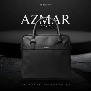 Azmar Lite Business Laptop Bag Pria – Tas Kantor Elegan Briefcase & Selempang | Kulit Sintetis Premium Glossy • Waterproof • Kompartemen Luas