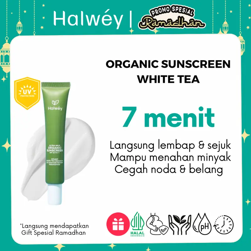 Halwey New Organic Sunscreen Ultra Mild White Tea SPF28 PA+++ 15gr 0