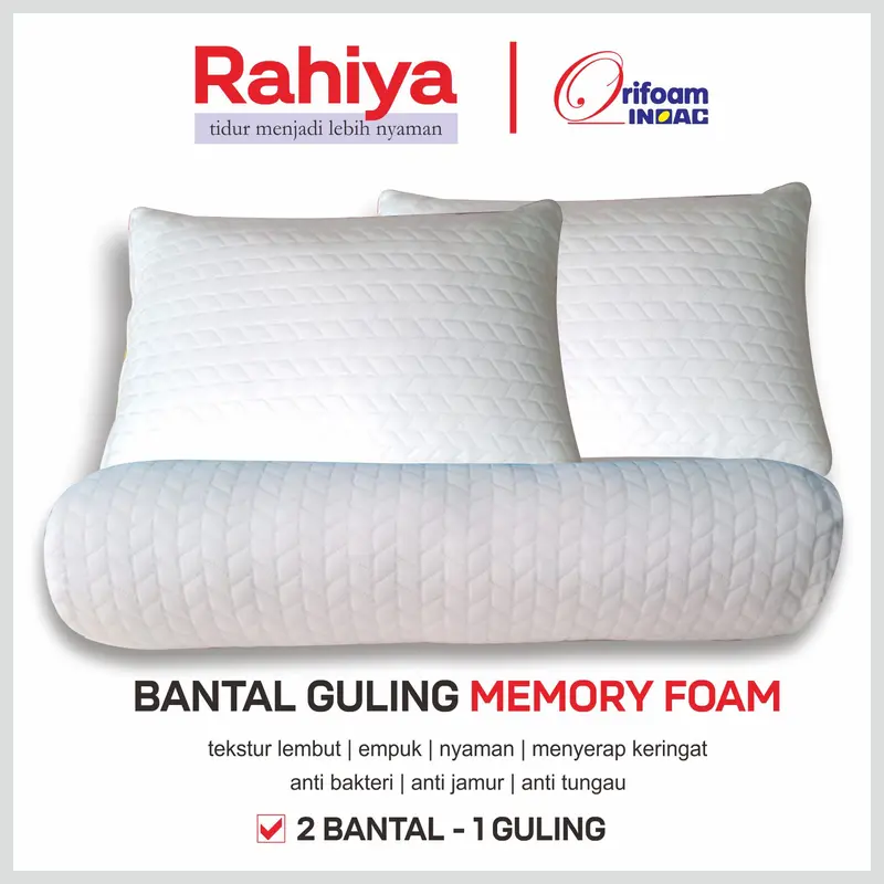 [RAHIYA] Bantal Guling Memory Foam Cover Knitting Empuk Tekstur Lembut Nyaman untuk Tidur - Bed 3