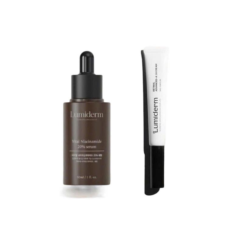 S08_ Combo 1 Tuýp Kem Dưỡng Retinal Advance-A 1% Cream Lumiderm 25ml M27 + 1 Serum Niacinamide 20% Lumiderm E94 Skincare Làm Đẹp Da