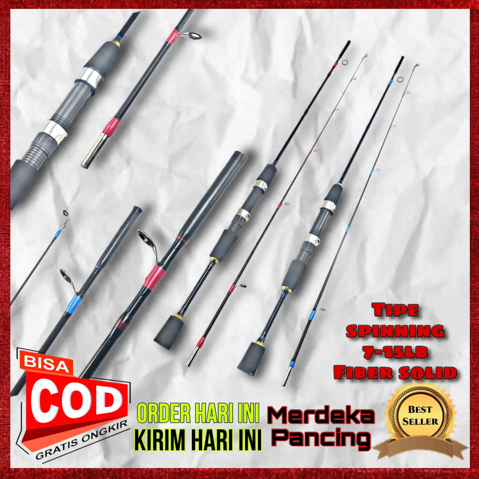 Joran Pancing SPINNING BENJIRO PATIN FIBER SOLID 100 120 135 150 165 180 198 CM  Umpan