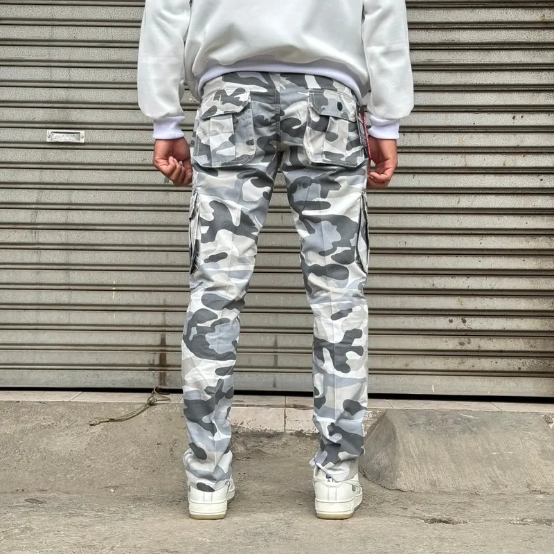 BISA COD SM RM DENIM Celana Cargo Camo Loreng Reguler Fit Loreng Brown Relax Pants Pria 4