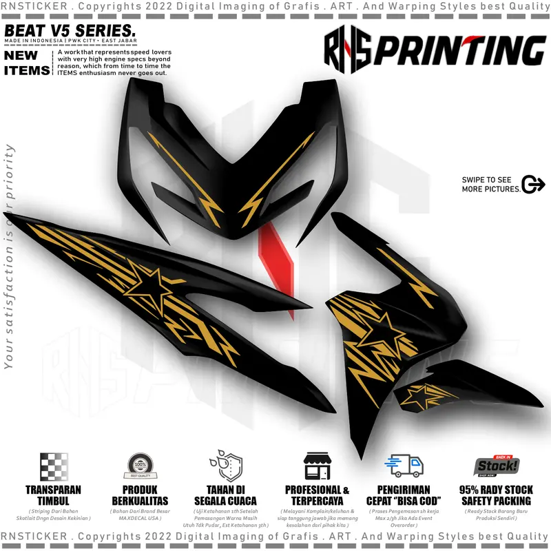V6 CUTTING STIKER STRIPING VARIASI BEAT NEW TERBARU 2024 BEAT STRET DELUXE BINTANG TRANSPARAN STYLES Kendaraan Motor 3