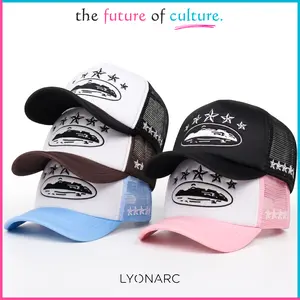 LYONARC Topi Jaring Kalcer Skena Style BORDIR Trucker Red Lips - Cortezz Hats Cap Topi Kalcer Skena Pink Biru Putih Hitam Pria Wanita - Topi Baseball Fashion Outfit Snapback Gaul Kece Cowok Cewek