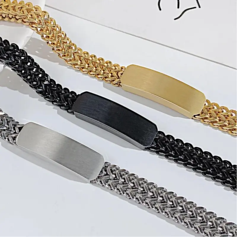 Gelang Titanium Rantai Anyam Anti Karat Anti Luntur - Model Unik (10mm x 5mm x 20cm) Aksesoris Bracelets 4